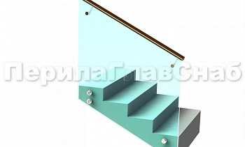 Ограждение с деревянным поручнем на выносе на точечном креплении на лестнице в Симферополе. Готовые проекты ПерилаГлавСнаб