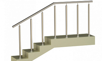 Ограждения с квадратным поручнем со стойками в каждую ступень без ригелей в Симферополе. Готовые проекты ПерилаГлавСнаб