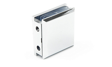 Коннектор для душевой  стена-стекло 45х45 мм, 90°, с двумя отверстиями, цинк, полированный t731 PZn купить в Симферополе