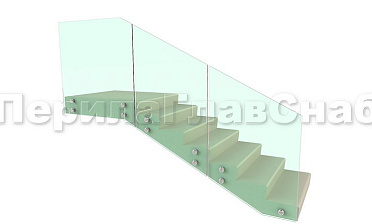 Ограждение для лестницы на несущем стекле с точечным креплением в торец для крыльца купить в Симферополе