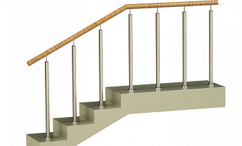 Ограждения со стойками в каждую ступень с пластиковым поручнем без ригелей в Симферополе. Готовые проекты ПерилаГлавСнаб