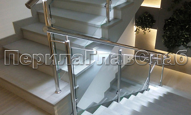 Нержавеющие перила и ограждения со стеклом и подсветкой купить в Симферополе