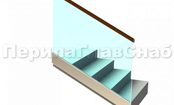 Ограждение с деревянным поручнем на профиле на лестнице в Симферополе. Готовые проекты ПерилаГлавСнаб