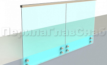 Ограждение с профильным поручнем с пазом на точечном креплении в Симферополе. Готовые проекты ПерилаГлавСнаб