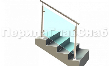 Ограждение лестницы с квадратным поручнем с зажимными стеклодержателями и квадратными стойками купить в Симферополе