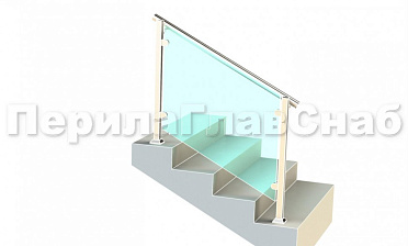 Ограждения для лестницы с поручнем на выносе с зажимными стеклодержателями и квадратными стойками купить в Симферополе