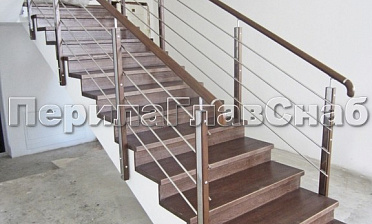 Ограждение со стойками из шлифованной нержавеющей стали с боковым крепежом, со вставками из дерева купить в Симферополе