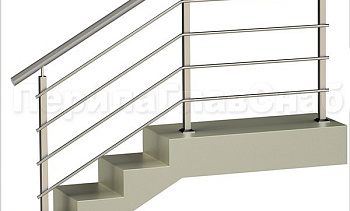 Четыре ригеля на сварке, круглый поручень и квадратные стойки в Симферополе. Готовые проекты ПерилаГлавСнаб