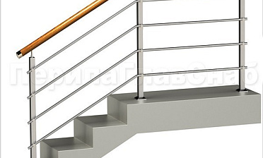 Четыре ригеля на держателях, круглый деревянный поручень и квадратные стойки купить в Симферополе