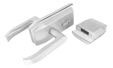 Замок с нажимной ручкой и притвором, евроцилиндр односторонний ключ/защелка, с ответной частью на стекло, шлифованный t155-3 SSS  купить в Симферополе