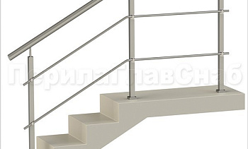 Два ригеля на держателях, круглый поручень и квадратные стойки в Симферополе. Готовые проекты ПерилаГлавСнаб Два ригеля на держателях, круглый поручень и квадратные стойки в Симферополе. Готовые проекты ПерилаГлавСнаб