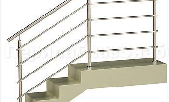 Четыре ригеля на держателях, круглый поручень и круглые стойки в Симферополе. Готовые проекты ПерилаГлавСнаб