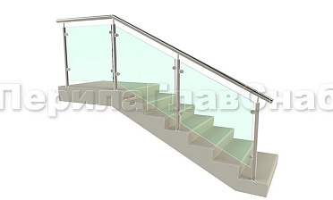 Ограждение для лестницы из нержавейки с зажимными стеклодержателями для крыльца купить в Симферополе
