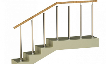 Ограждения со стойками в каждую ступень с квадратным деревянным поручнем без ригелей купить в Симферополе