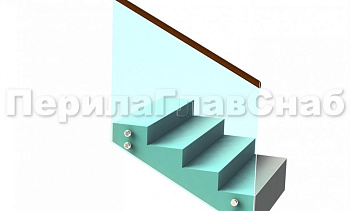 Ограждение с деревянным поручнем на точечном креплении на лестнице в Симферополе. Готовые проекты ПерилаГлавСнаб