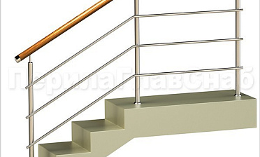 Три ригеля на сварке, круглый деревянный поручень и круглые стойки купить в Симферополе