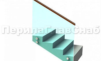 Ограждение с квадратным деревянным поручнем на точечном креплении на лестнице в Симферополе. Готовые проекты ПерилаГлавСнаб