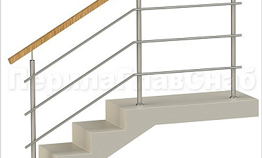 Три ригеля на сварке, квадратный деревянный поручень и круглые стойки купить в Симферополе