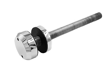 Комплект торцевого крепления несущего стекла, укороченный, шпилька оцинкованная, гайка-шайба Ø50х13х9мм с внутренней резьбой М16, шлифованный AISI 201 Фk277-3-2 купить в Симферополе