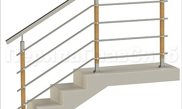 Четыре ригеля на держателях, квадратный поручень и стойки с деревянными вставками купить в Симферополе