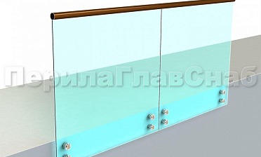 Ограждение с деревянным поручнем на точечном креплении купить в Симферополе