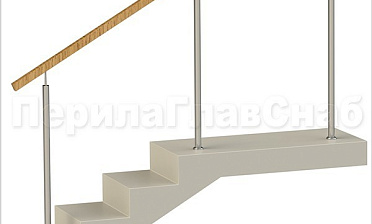 Нержавеющие ограждения без ригелей с квадратным деревянным поручнем купить в Симферополе