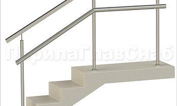 Ограждения с квадратным поручнем и дополнительным поручнем без ригелей в Симферополе. Готовые проекты ПерилаГлавСнаб