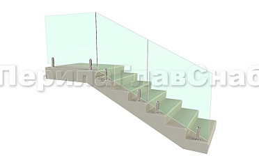 Цельностеклянное лестничное ограждение на министойках из нержавеющей стали для крыльца купить в Симферополе