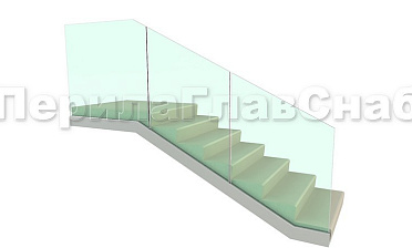 Цельностеклянное ограждение на зажимном алюминиевом профиле для крыльца купить в Симферополе
