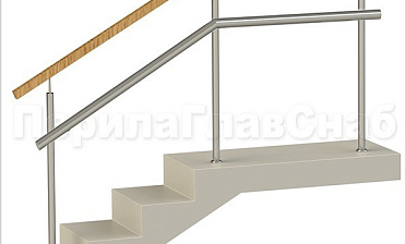 Ограждения с квадратным деревянным поручнем и дополнительным поручнем без ригелей купить в Симферополе