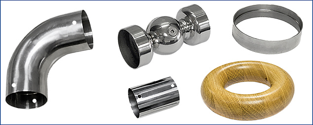 Соединители и отводы для деревянного поручня в Симферополе. Комплектующие для лестничных ограждений и перил ПерилаГлавСнаб